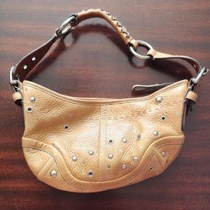 Tan studded leather Coach handbag